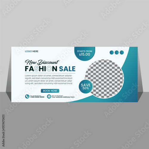 Modern corporate Facebook cover & web banner template. Clean minimalist layout, vector elements, and image placeholders. Ideal for business branding & marketing.