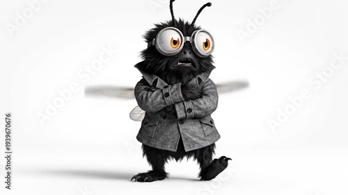 Funny Insect Character Animation with Big Eyes and Flapping Wings