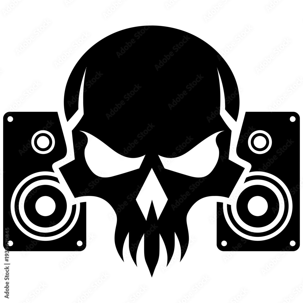 custom made wallpaper toronto digitalVector Art Bold Metal Skull with Amplifiers and Helmet for Tattoo or Logo Design