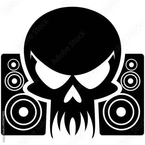 Wallpaper Mural Vector Art Metal Skull with Amplifiers Bold Design for Tattoo Emblem or Logo Torontodigital.ca