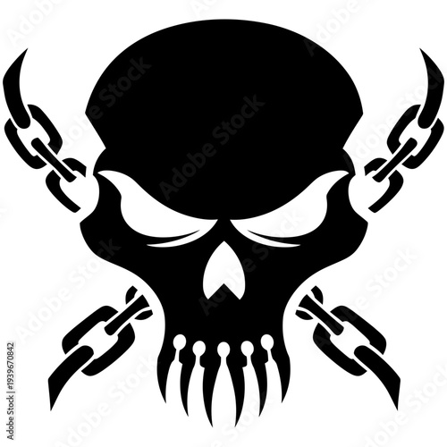 Wallpaper Mural Vector Art Metal Skull with Iron Chains Bold Design for Tattoo or Logo Emblem Torontodigital.ca