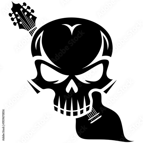 Wallpaper Mural Vector Art Metal Skull and Electric Guitar Design for Tattoo Emblem or Logo Torontodigital.ca