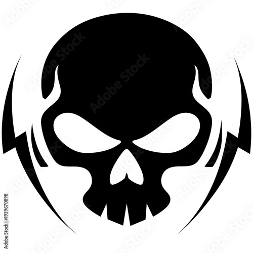 Wallpaper Mural Vector Art Metal Skull with Power Chord Energy Lines for Tattoo Emblem or Logo Design Torontodigital.ca
