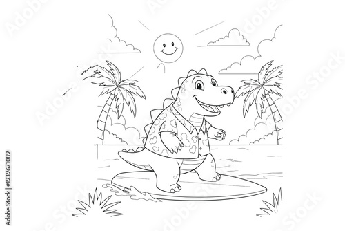 A black and white illustration of a smiling dog sitting at a table with food