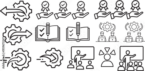 Business process and teamwork icons