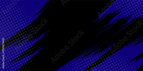 Abstract blue and black is a bright pattern with a gradient with dots, with a metal texture of the floor and walls, soft technology,