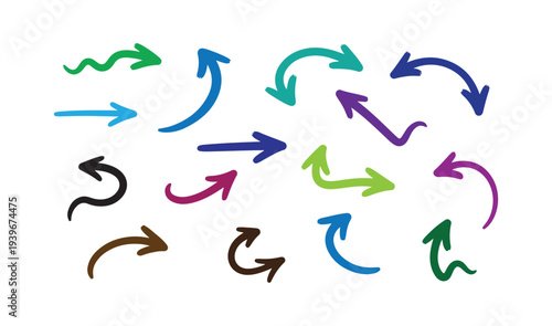 Collection of colorful arrows pointing in various directions