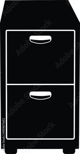 Vector of a simple two-drawer filing cabinet for documents