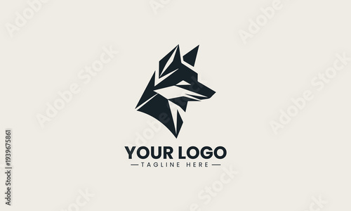 Black geometric fox head silhouette represents smart modern business brand identity concept in clean minimalist vector logo illustration isolated on white background