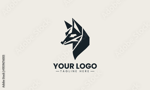 Black geometric fox head silhouette represents smart modern business brand identity concept in clean minimalist vector logo illustration isolated on white background