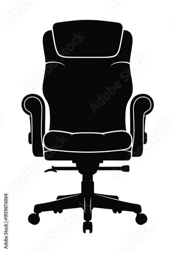 Sleek vector silhouette of an office chair with armrests and adjustable features