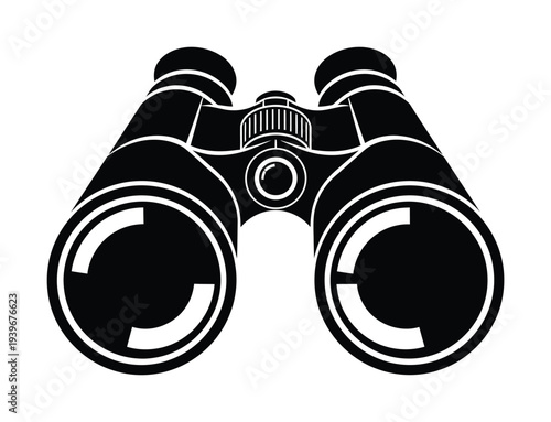 Vector of binoculars in for close observation