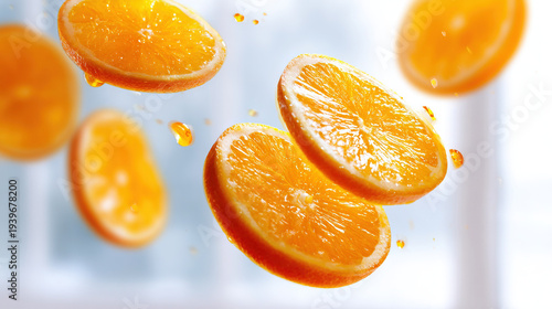 Wallpaper Mural Fresh Orange Slices Floating in Liquid Torontodigital.ca