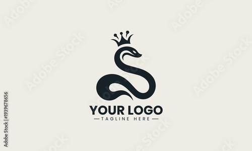 mythological woman face with flowing snake hair represents powerful classic brand identity concept in clean minimalist vector logo illustration isolated on white background