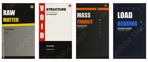 Brutalist Architecture Magazine, Concrete Editorial Design, Raw Material Poster, Industrial Layout Template, Structural Print Cover, Urban Grid Design, Bold Architectural Aesthetic
