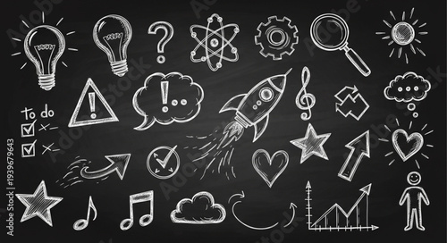 Collection of Hand-Drawn Science and Technology Icons.