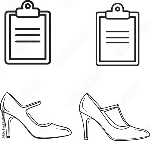 Clipart of office supplies and women's high heels