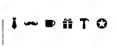 Gentleman style icons tie mustache coffee gift hammer star