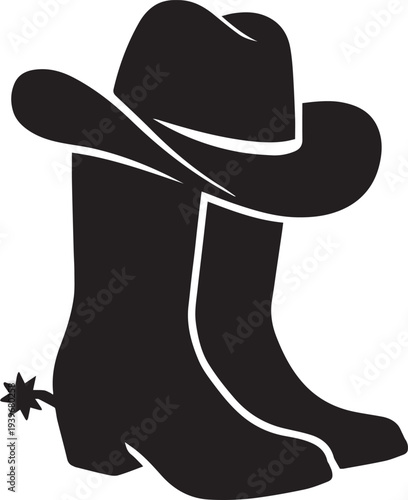 Cowboy Hat and Boots Icon with Spur