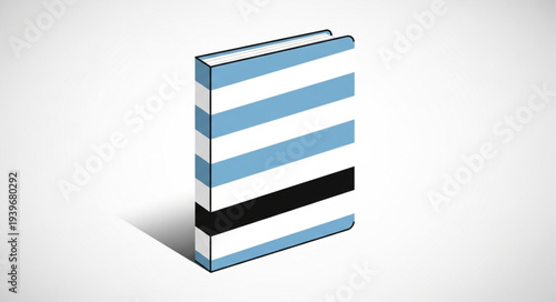 Book with Blue and Black Striped Cover Design.