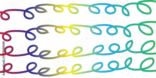 Soft decorative swirl line collection with pastel rainbow colors