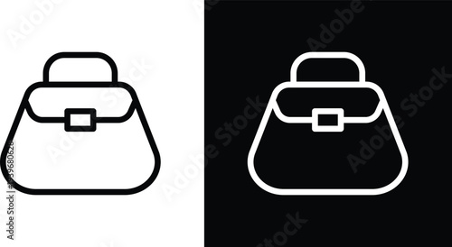 Hand bag icon pack in black and white colors