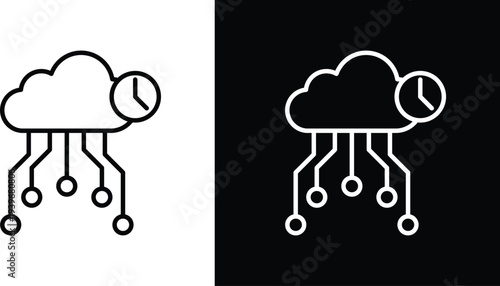 High server uptime icon pack in black and white colors