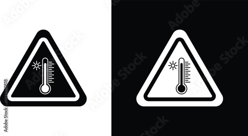 High temperature warning sign pack in black and white colors