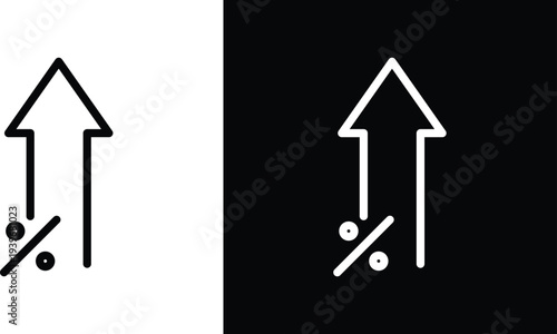 Interest growth icon pack in black and white colors