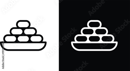 Islamic food date icon pack in black and white colors