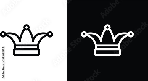 Jester hat icon pack in black and white colors
