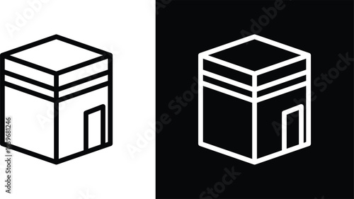 Kaaba icon pack in black and white colors