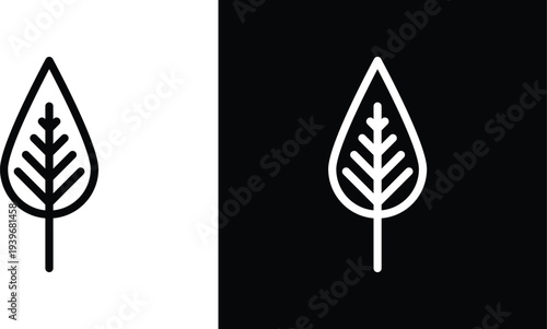 Leaf icon pack in black and white colors