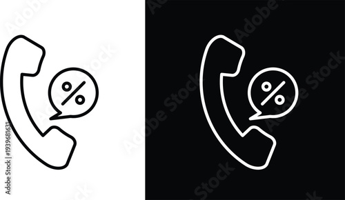 Loan call icon pack in black and white colors