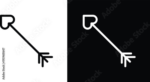 Love arrow icon pack in black and white colors