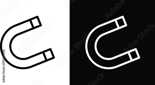 Magnet icon pack in black and white colors