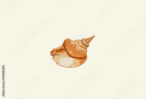 Illustration of a Detailed and Decorative Spiral Conch Shell with Gradient Hues on a Neutral Background Emphasizing Its Natural Beauty and Intricate Design