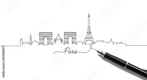 Simple drawings made with clean single lines (like the Paris skyline).