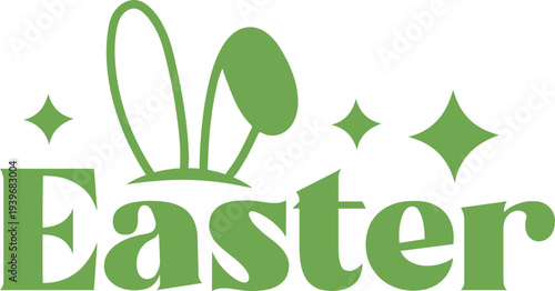 Easter typography clip art design on plain white transparent isolated background for card, shirt, hoodie, sweatshirt, apparel, tag, mug, icon, poster or badge