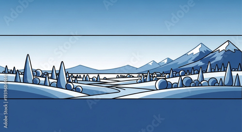 Serene Arctic Landscape with Snowy Mountains and Icebergs.