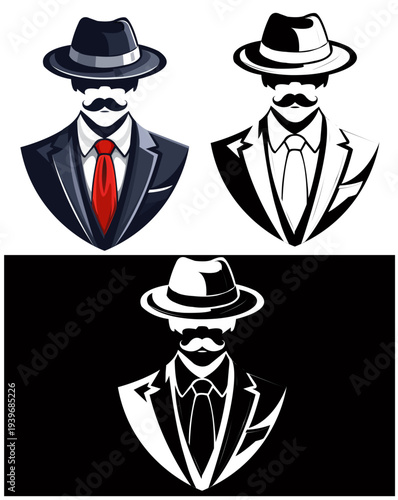 Vintage Gentleman Mustache Logo Set