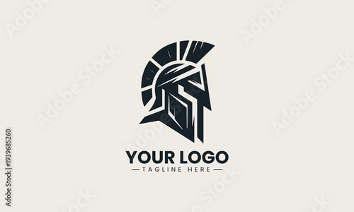 Black Spartan warrior helmet profile icon represents courage and strength powerful and heroic