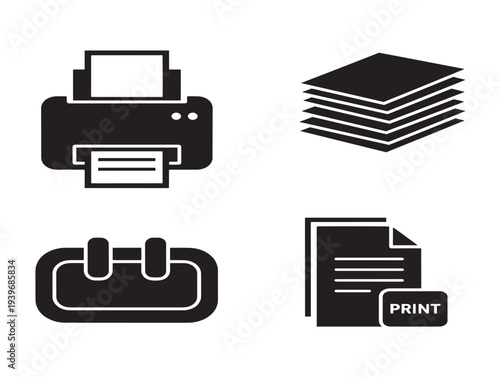 Minimalist office equipment icons set