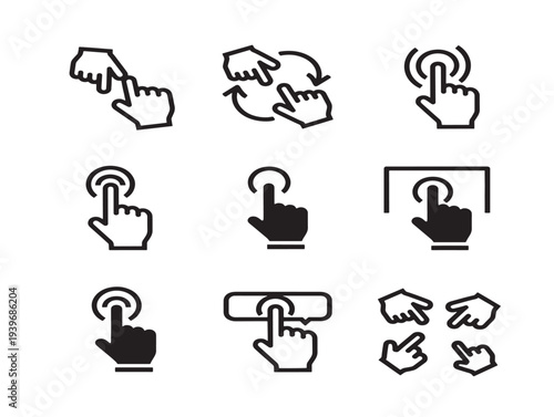 Minimalist hand gesture icons set for ui design