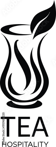 Minimalist Tea and Hospitality Logo Design with Steam and Mint Leaf Elements - Vector Illustration.