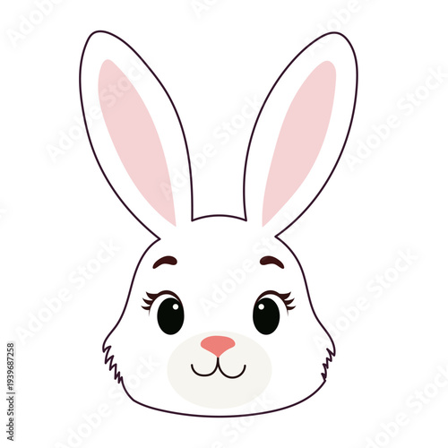 Cute Easter Bunny Character. Cartoon Rabbit Mascot. Spring Easter Holiday Drawn Traditional Talisman Icon. Funny Tiny Happy Whimsical Bunny Rabbit Animal for  Easter card Invitation Decoration Design.