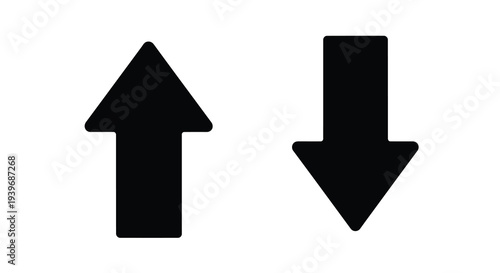 Black arrows pointing up and down a minimalist graphic silhouette