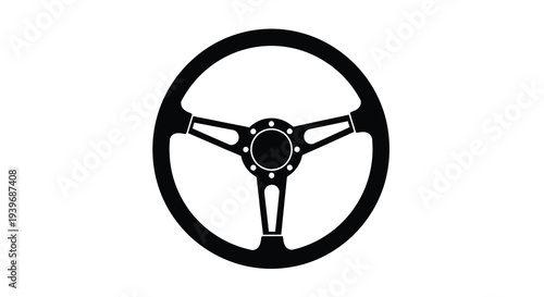 Black steering wheel with detailed spokes a striking silhouette