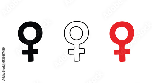 Three female symbols in differing colors a striking silhouette