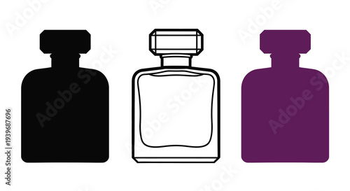 Three perfume bottles in varying shades a striking silhouette